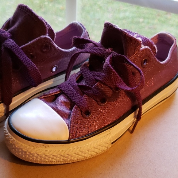 Converse size 11 Purple sparkle double tongue pink - Picture 2 of 7